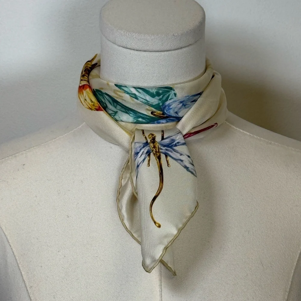Vintage Daniel Swarovski Paris | ‘Paradise’ Silk Scarf Original Box And Tissue